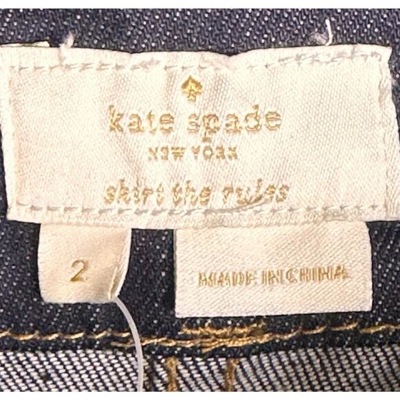 Kate Spade NWT Embroidered Floral A-Line Denim Skirt Sz 2 Western Boho Buttons - Picture 4 of 16